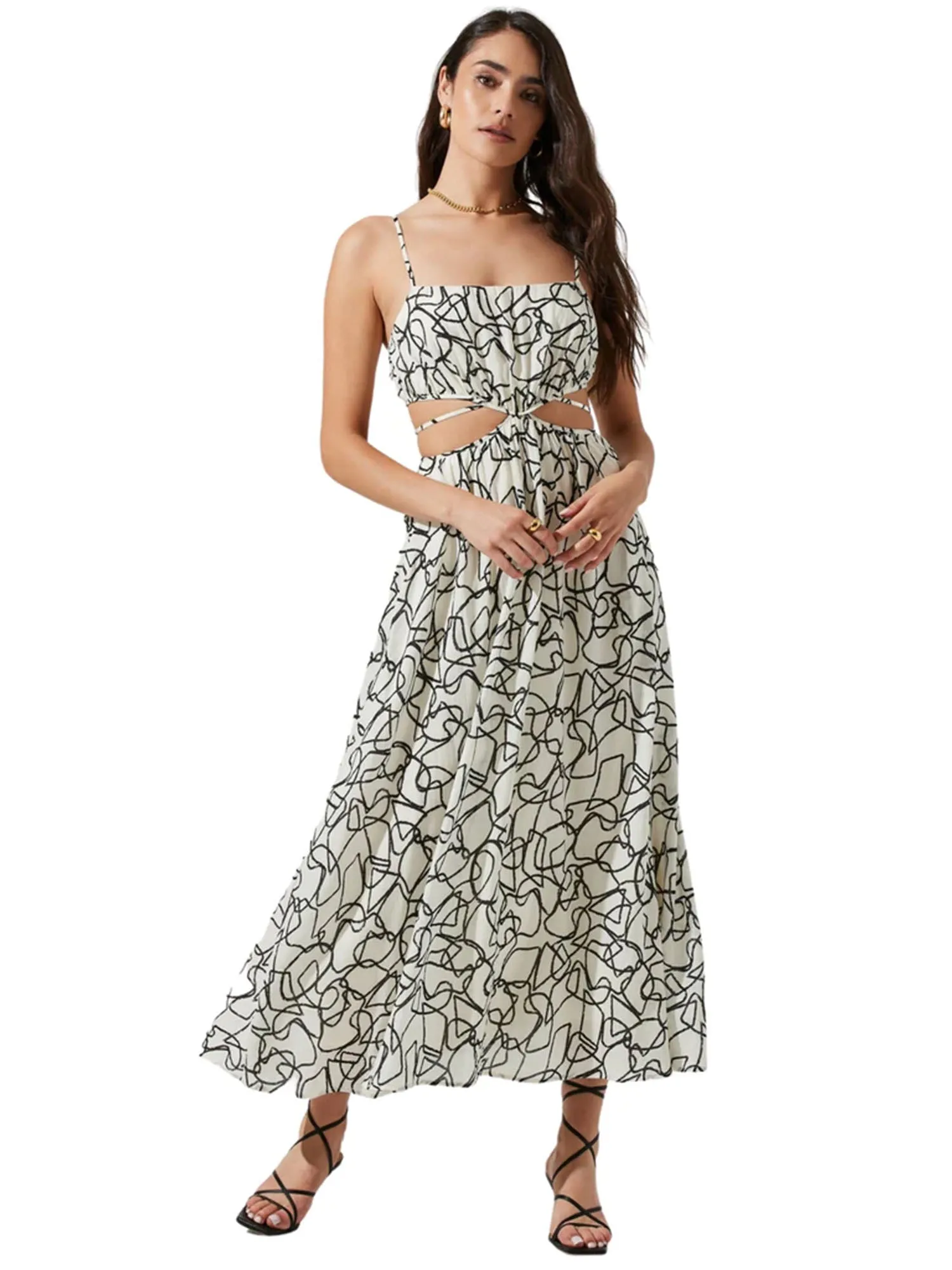 Abstract-Print Cut-Out Maxi Dress - ASTR The Label