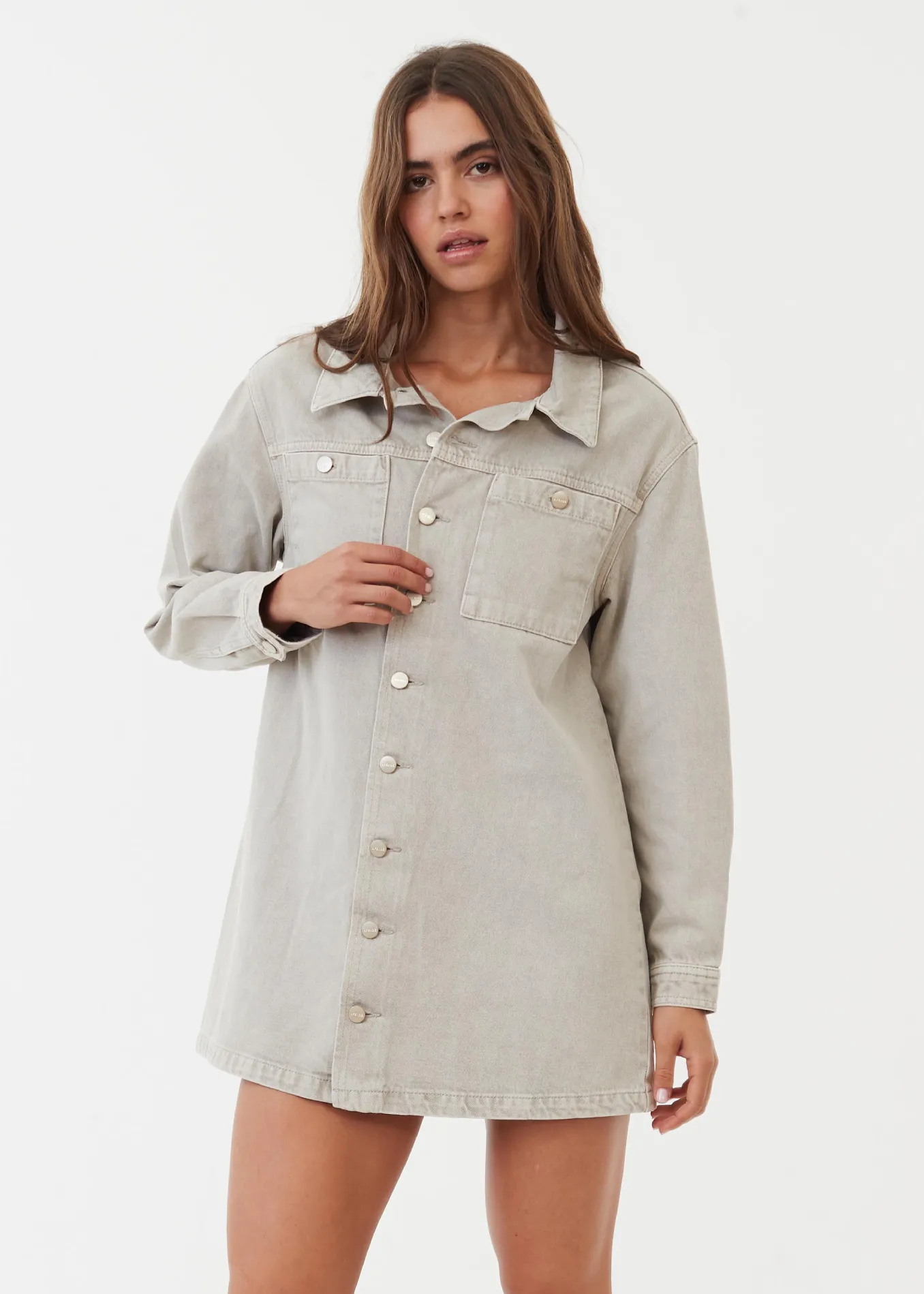 AFENDS Womens Tori - Denim Dress - Faded Cement