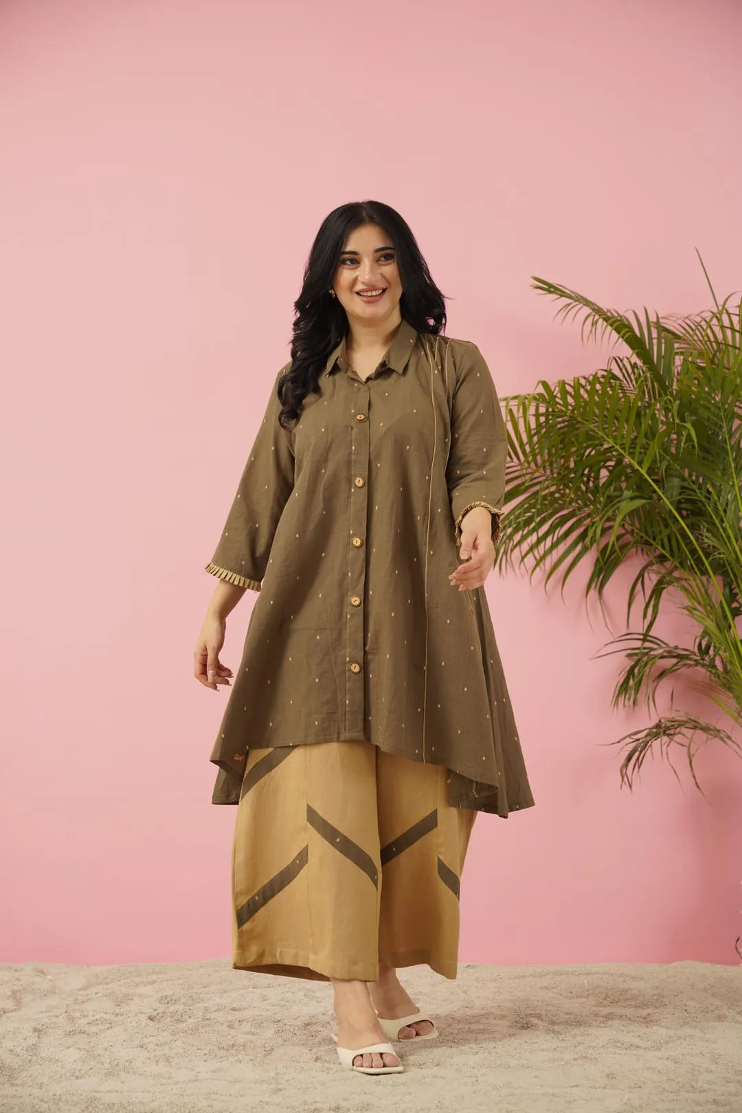 Aline Tunic Co-ord Set in Brown