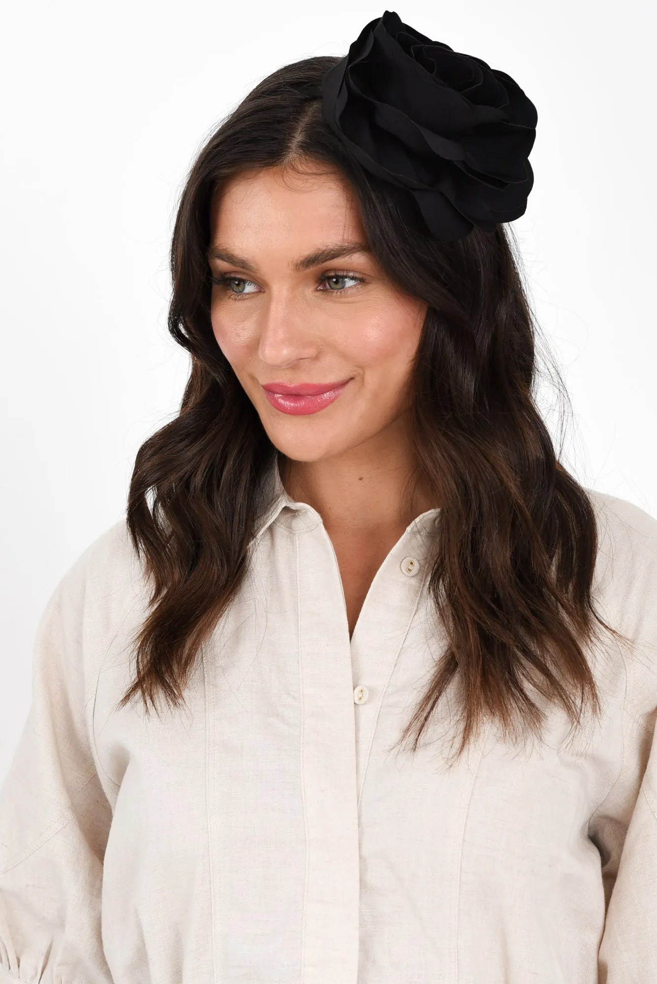 Amia Black Flower Fascinator