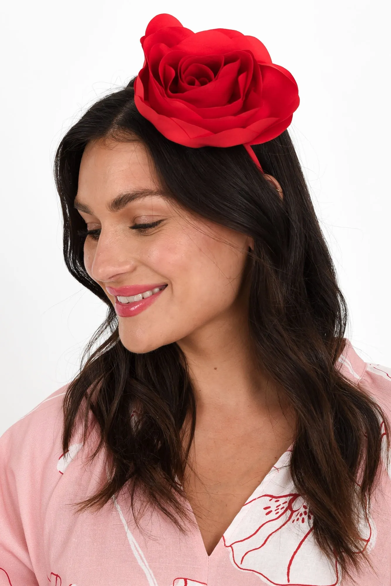 Amy Red Flower Fascinator