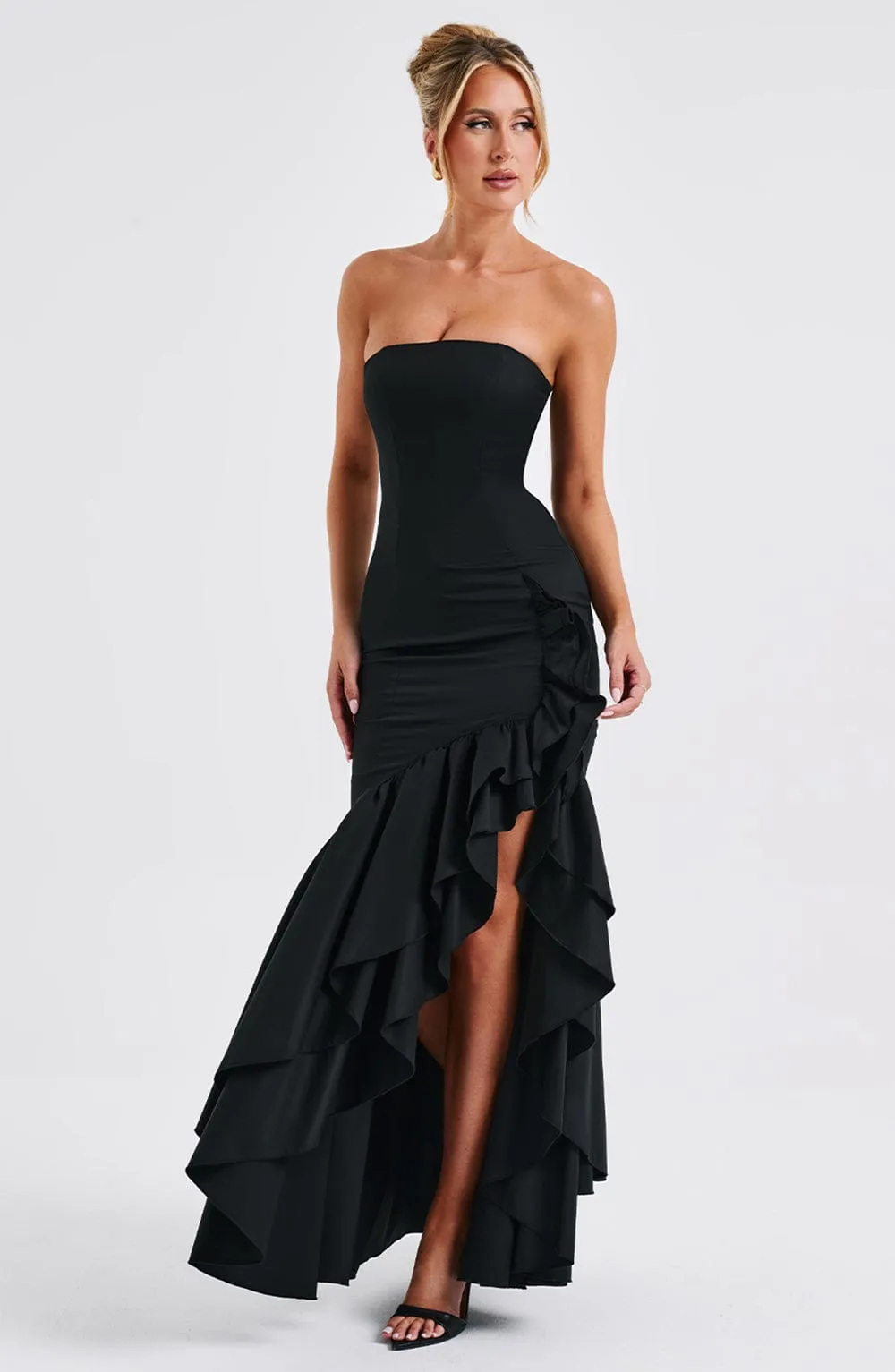 Angelina Maxi Graceful Dress - Black