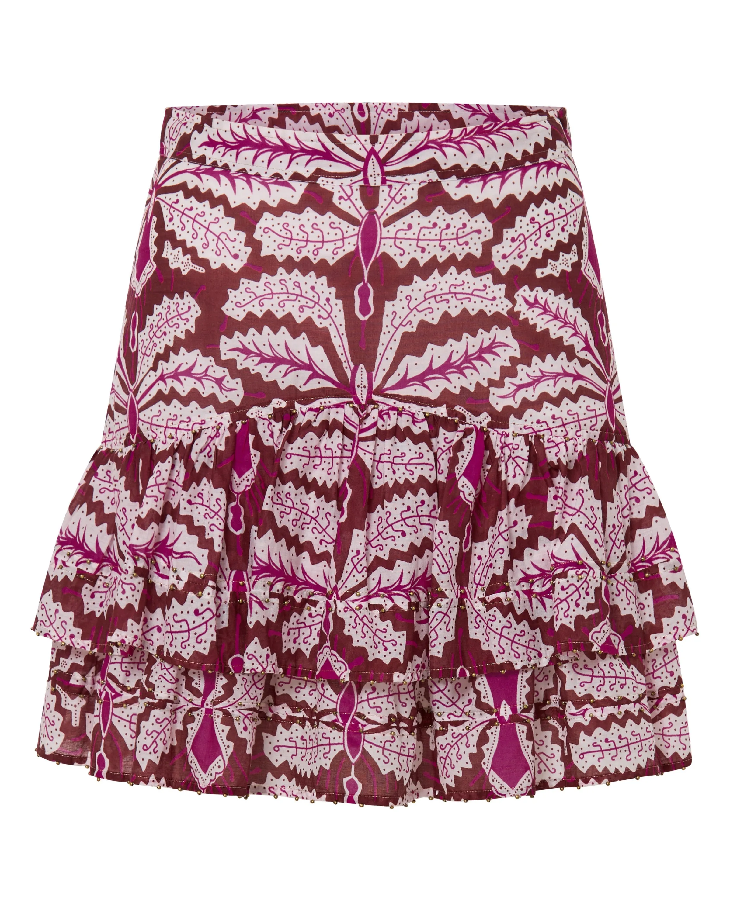 Asia Fuchsia Orchid Print Mini Skirt