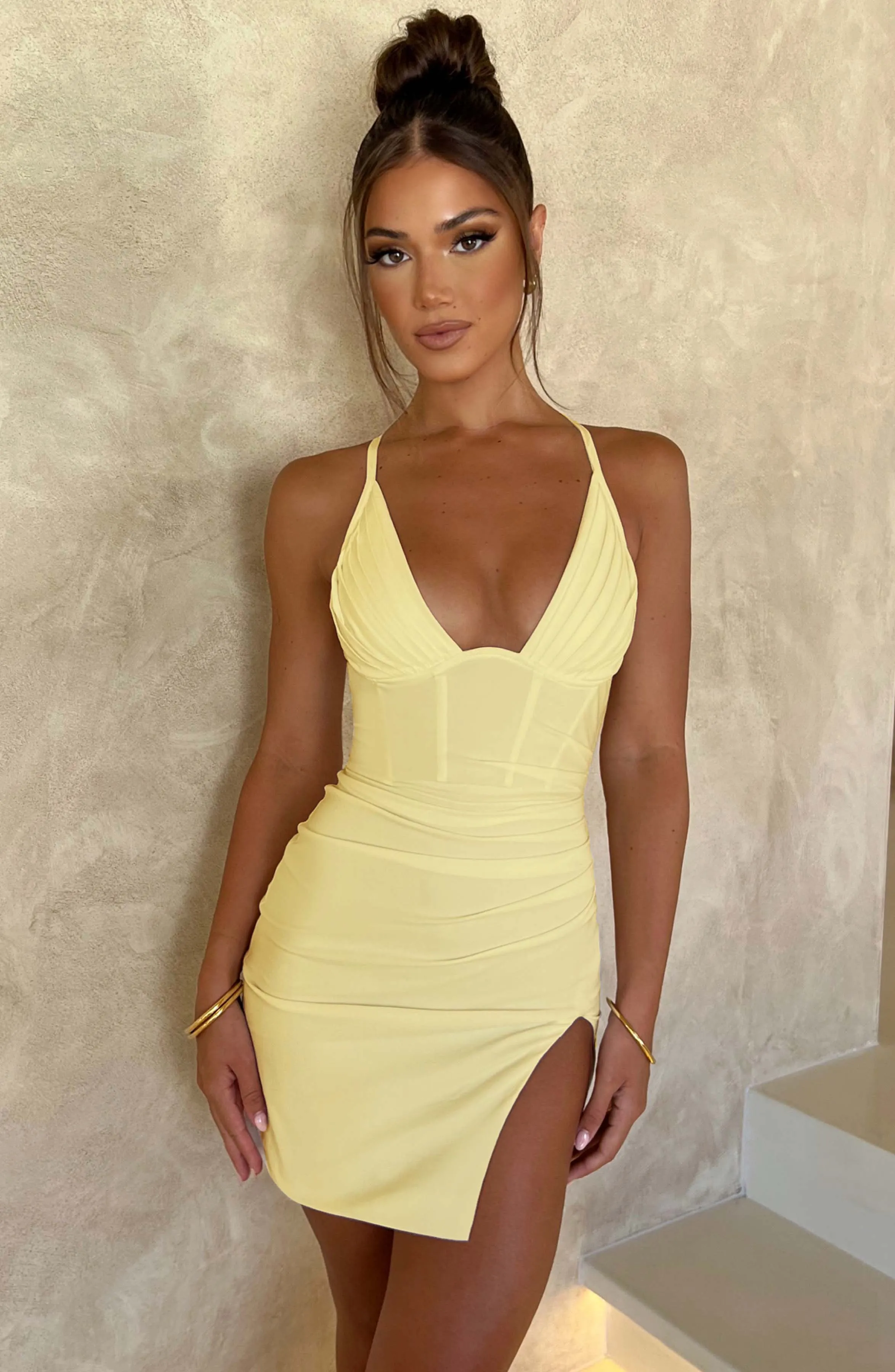 Aura Mini Graceful Dress - Lemon