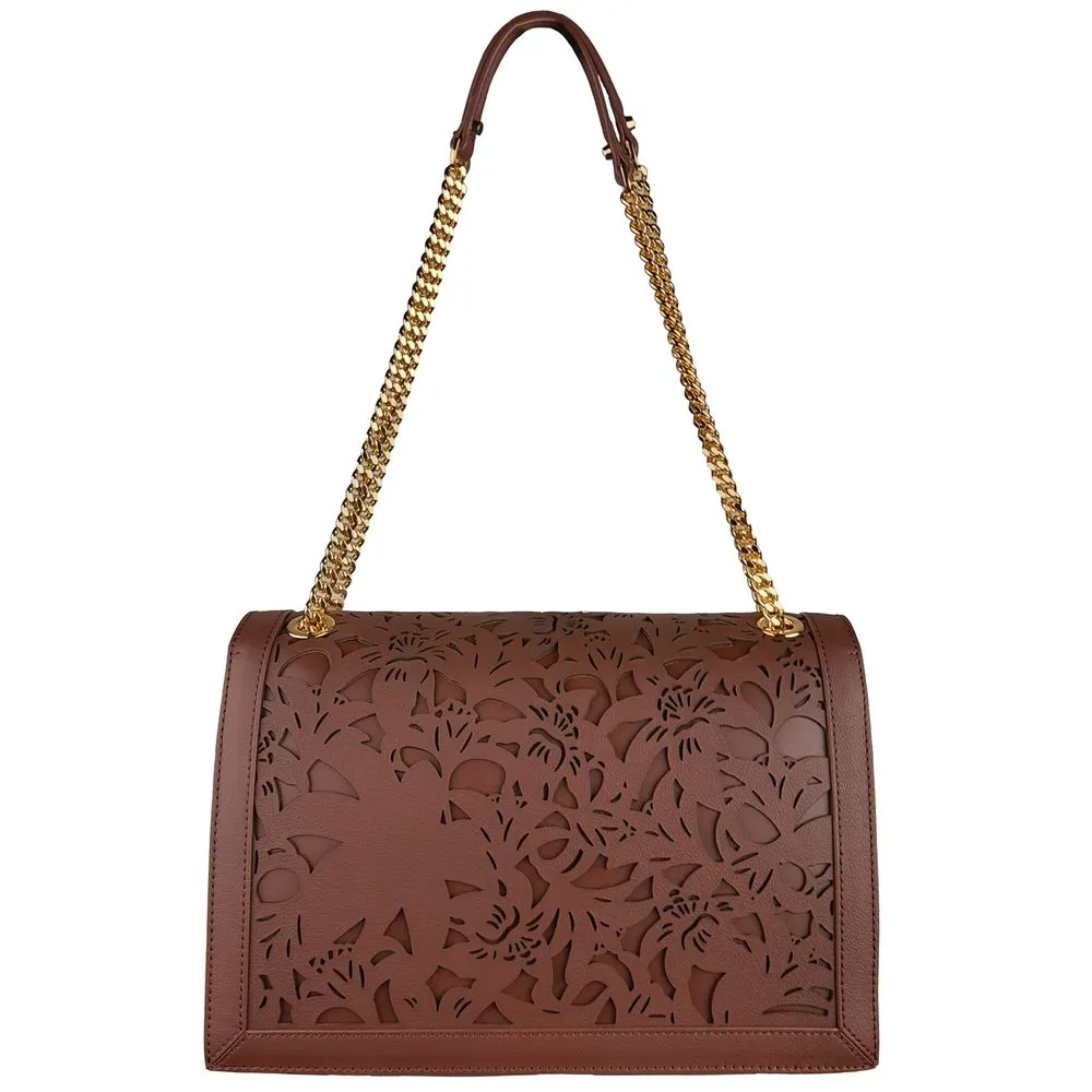 Baldinini Trend Elegant Floral Leather Shoulder Bag