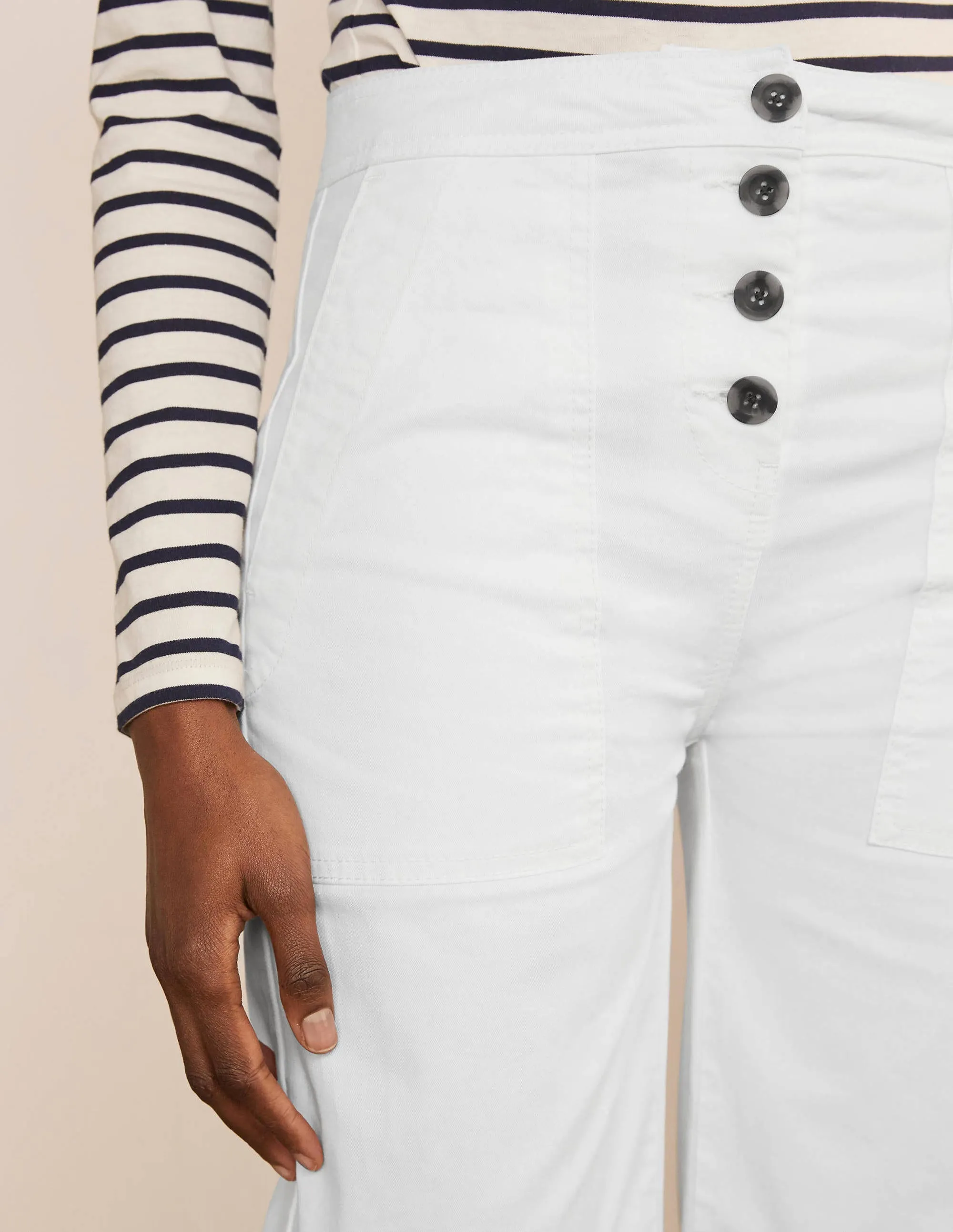 Beaufort Button Fly Trousers-White