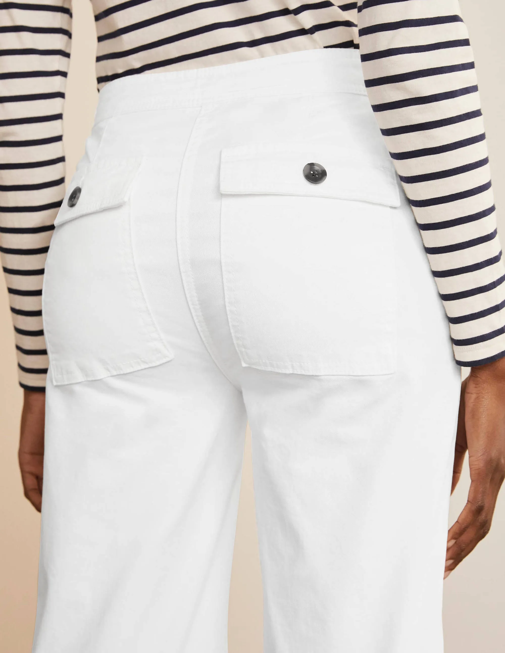 Beaufort Button Fly Trousers-White