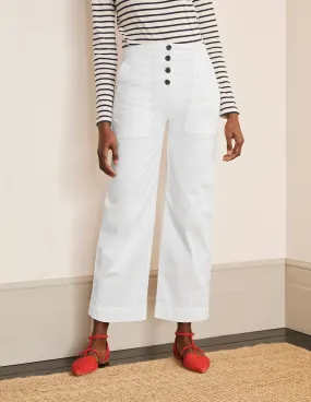 Beaufort Button Fly Trousers-White