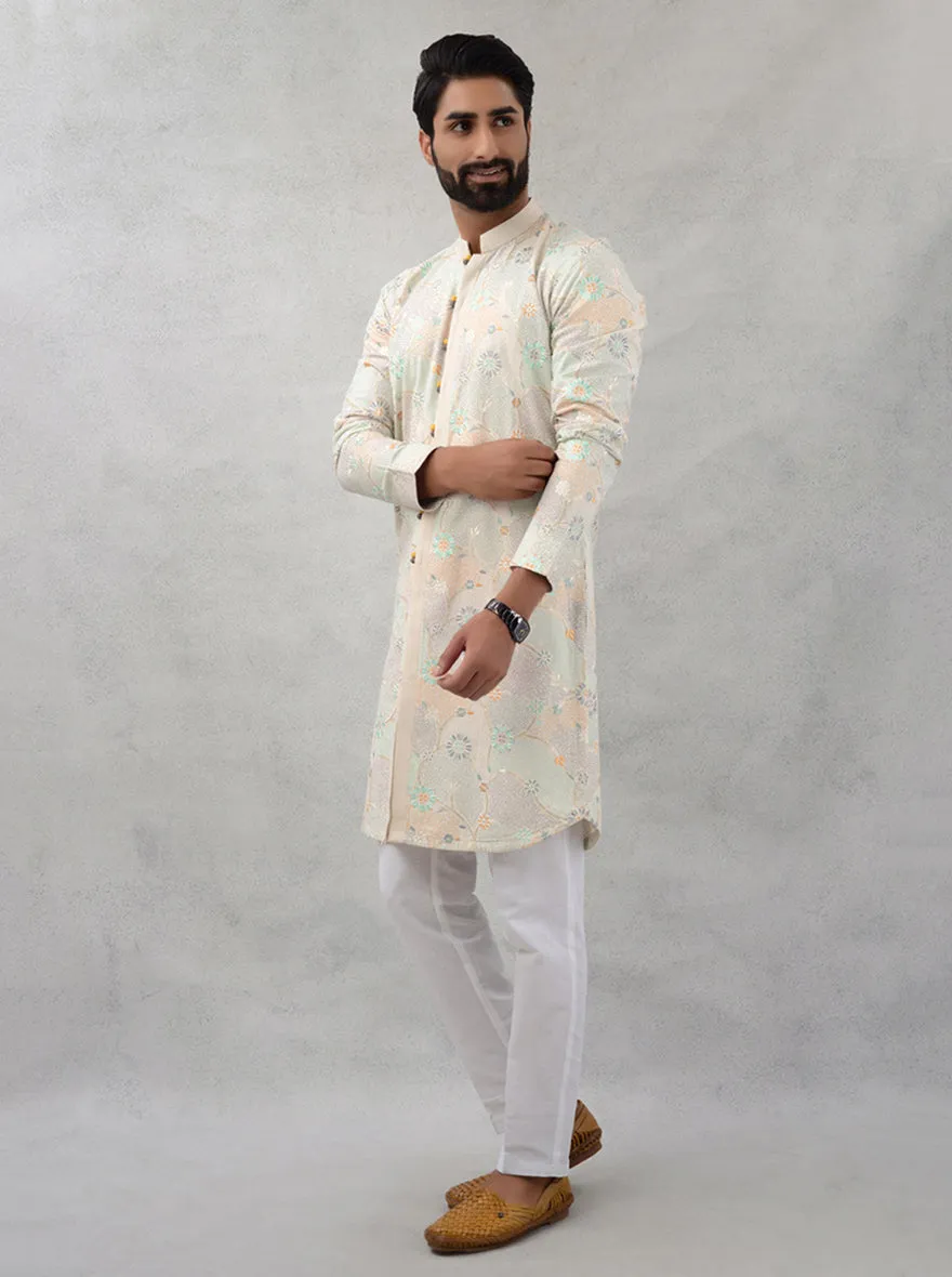 Beige & Green Kurta Pajama | TULA