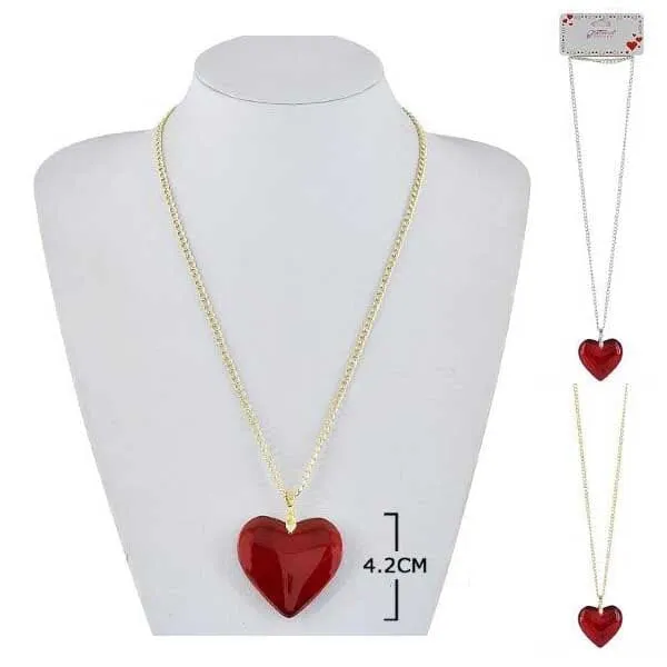 Big Heart Charm Toggle Necklace 006 (12 units)