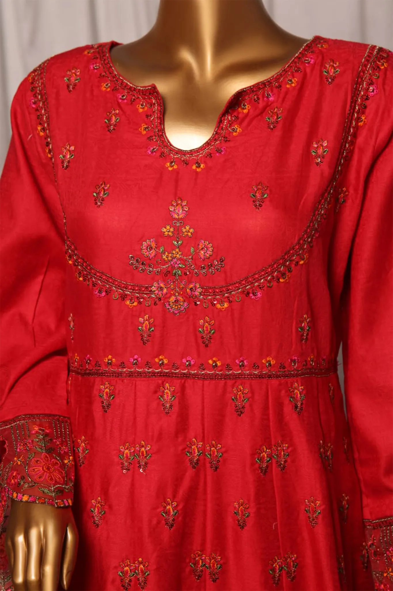 Bin Saeed Stitched 3 Piece Festive Emb Jacquard Frocks Collection'2024-BNS-1032-Red