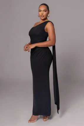 Black Kianna Drape Maxi Dress