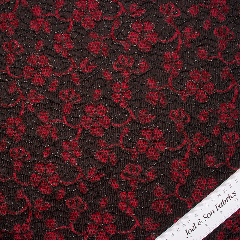 Black/Red Metallic Brocade