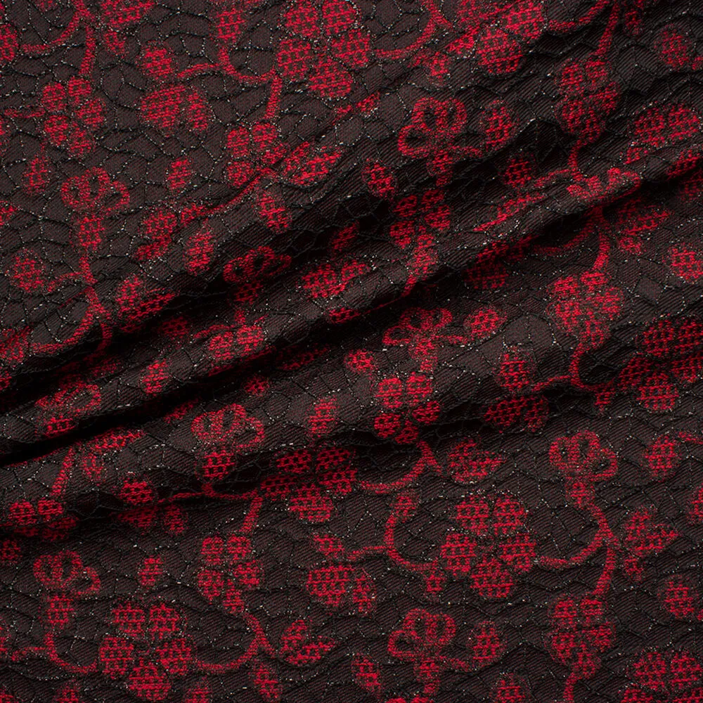 Black/Red Metallic Brocade