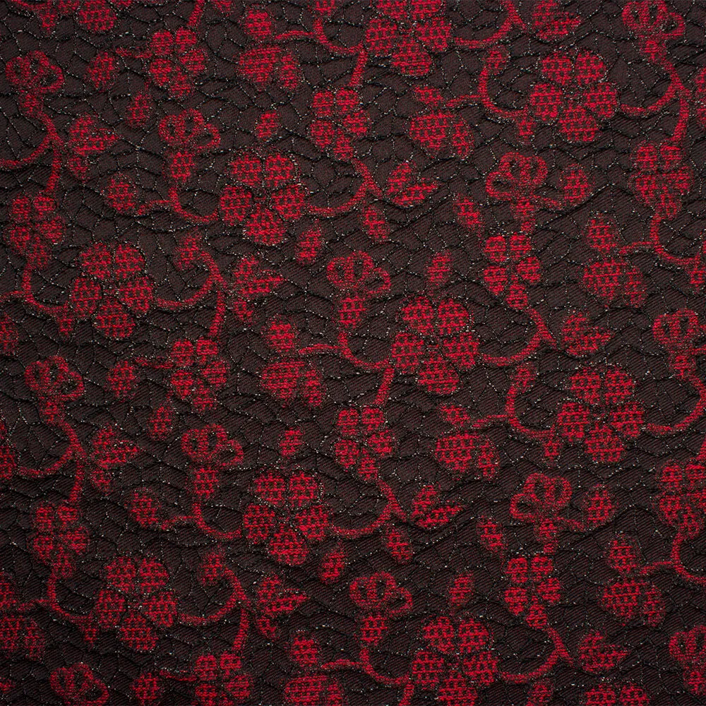 Black/Red Metallic Brocade