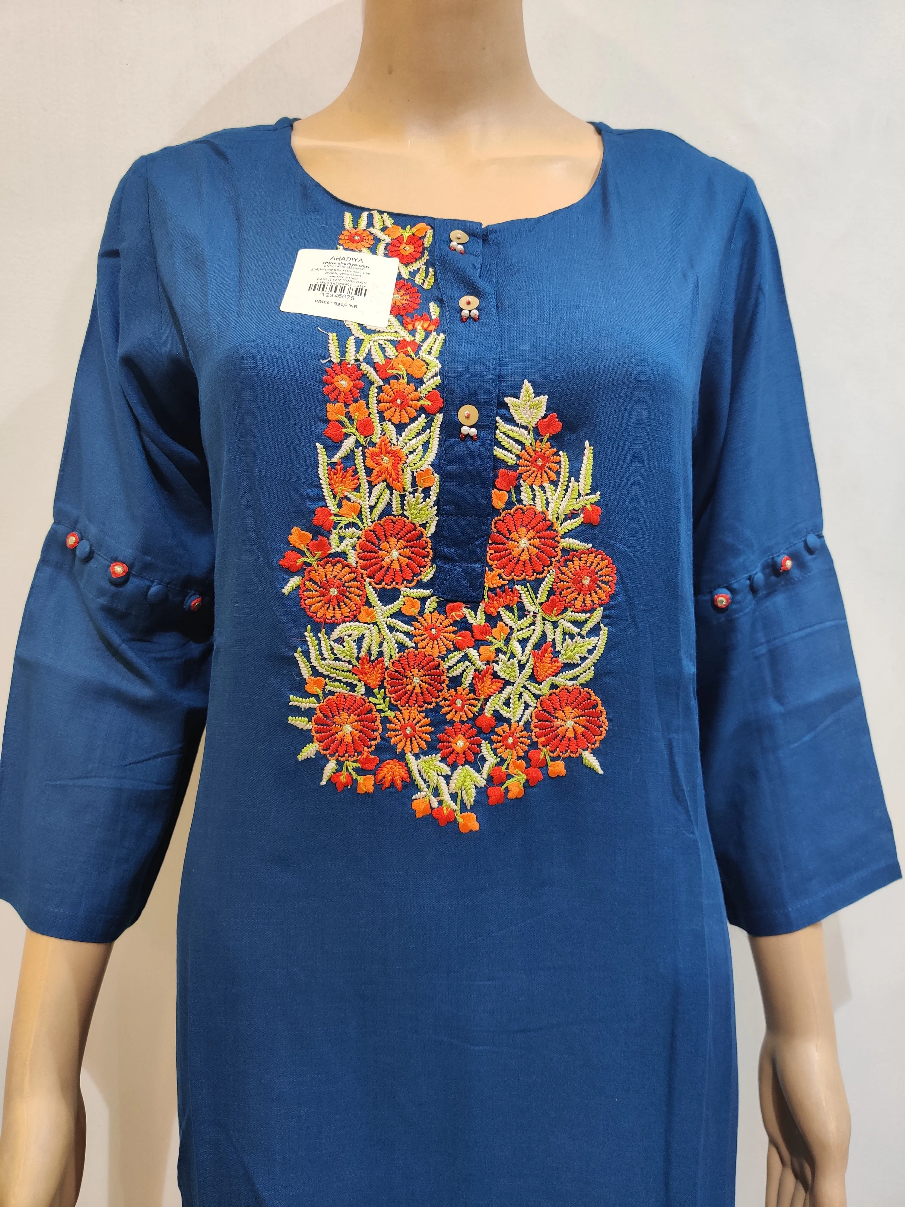 Blue Water Lily Kurti