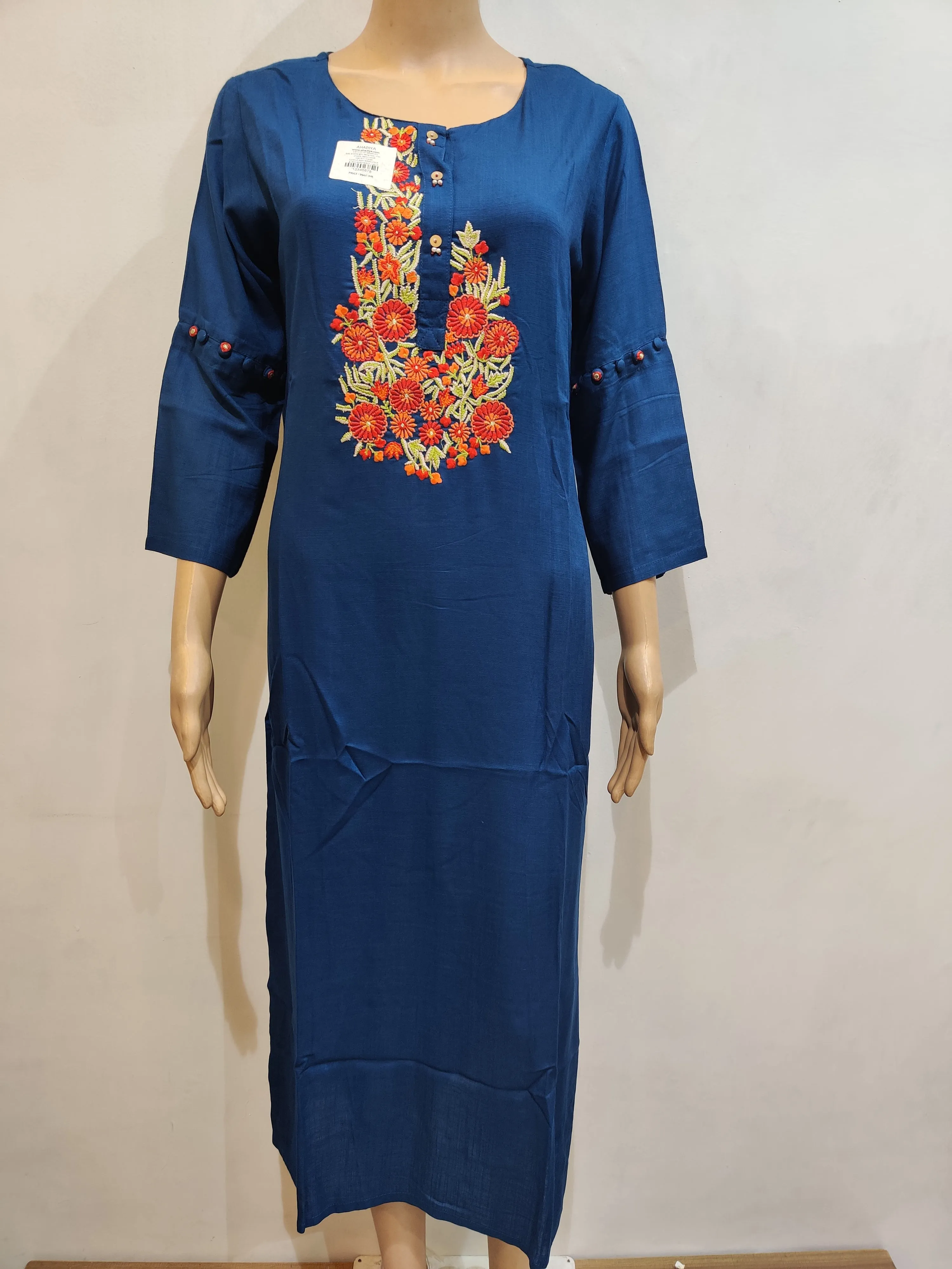 Blue Water Lily Kurti