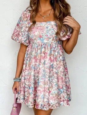 Blush Pink Floral Mini Dress