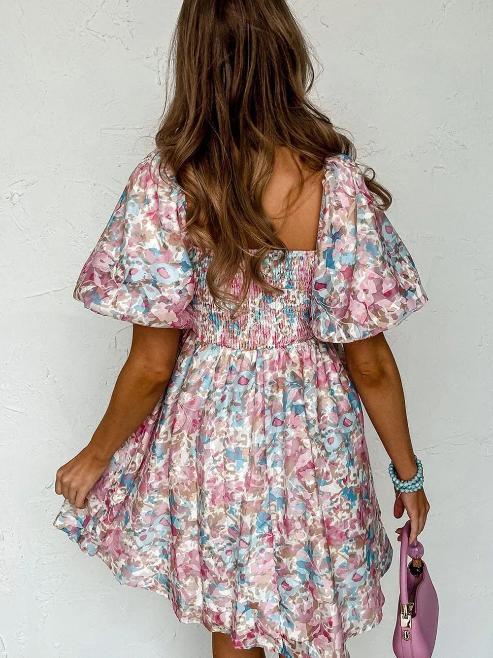 Blush Pink Floral Mini Dress