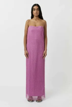 Camilla And Marc Sinclar Lace Strapless Maxi Dress in Magenta Pink