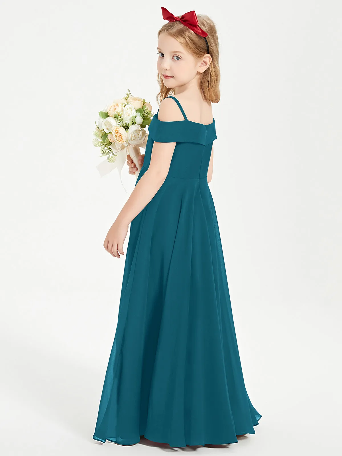 Chic Junior Bridesmaid Dresses Off the Shoulder Ink Blue