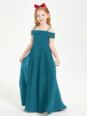 Chic Junior Bridesmaid Dresses Off the Shoulder Ink Blue