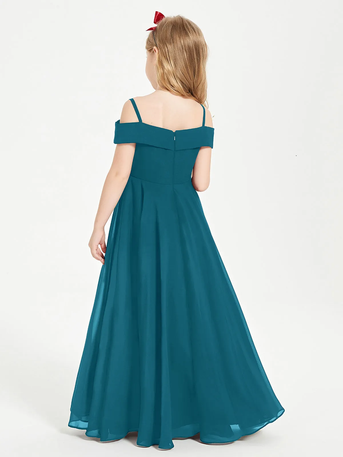 Chic Junior Bridesmaid Dresses Off the Shoulder Ink Blue