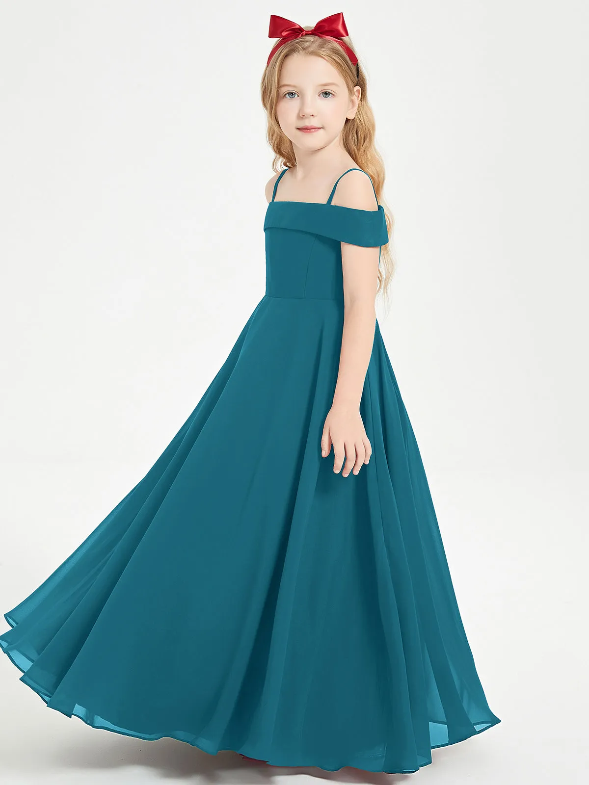 Chic Junior Bridesmaid Dresses Off the Shoulder Ink Blue