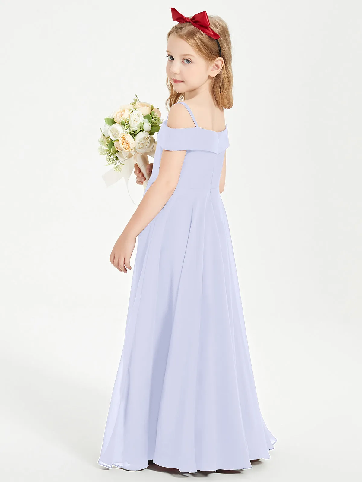 Chic Junior Bridesmaid Dresses Off the Shoulder Lavender