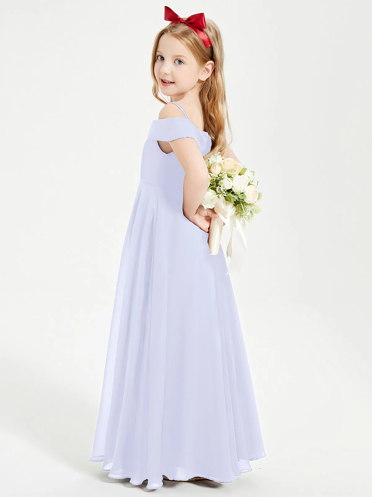 Chic Junior Bridesmaid Dresses Off the Shoulder Lavender