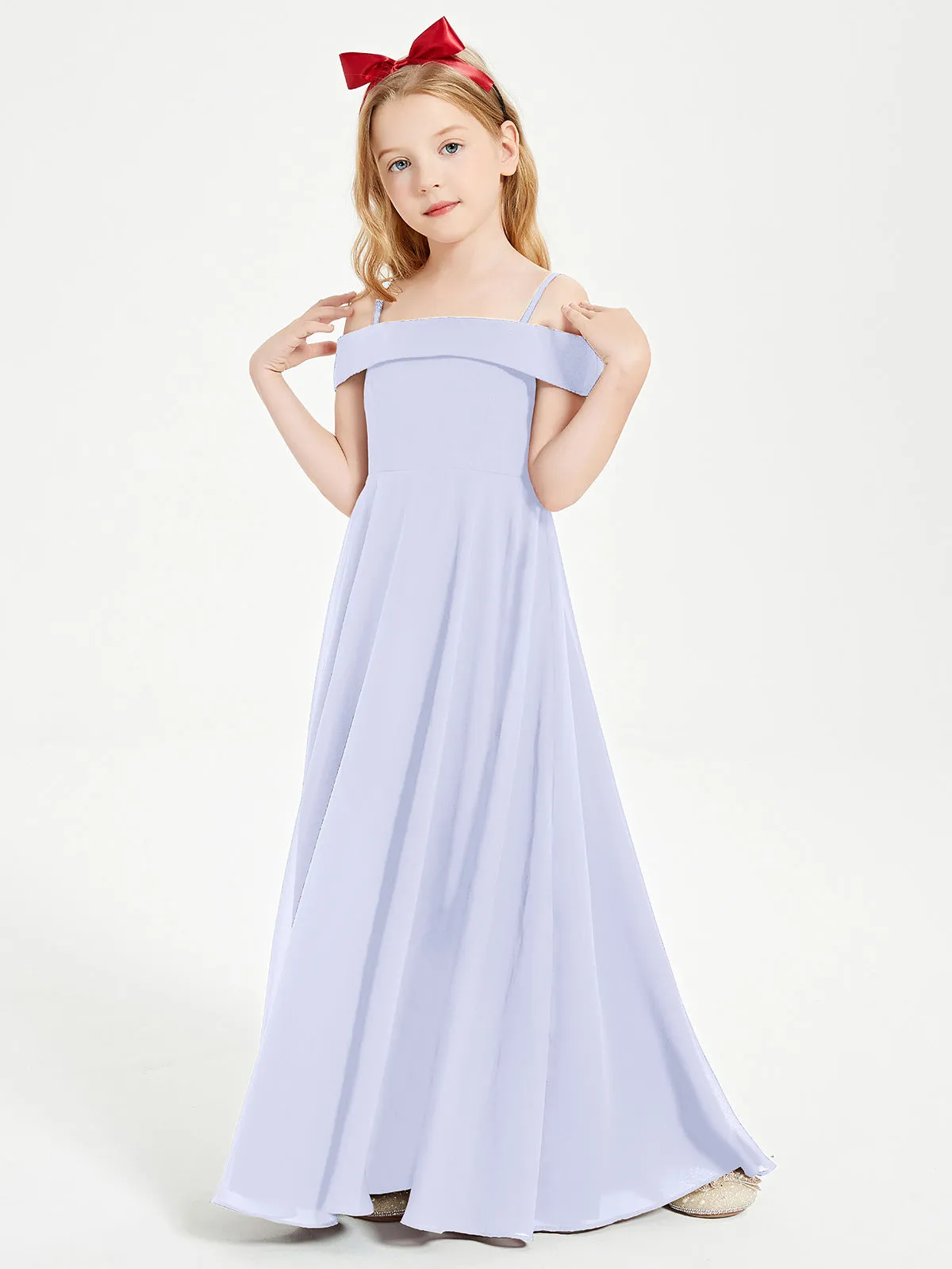 Chic Junior Bridesmaid Dresses Off the Shoulder Lavender