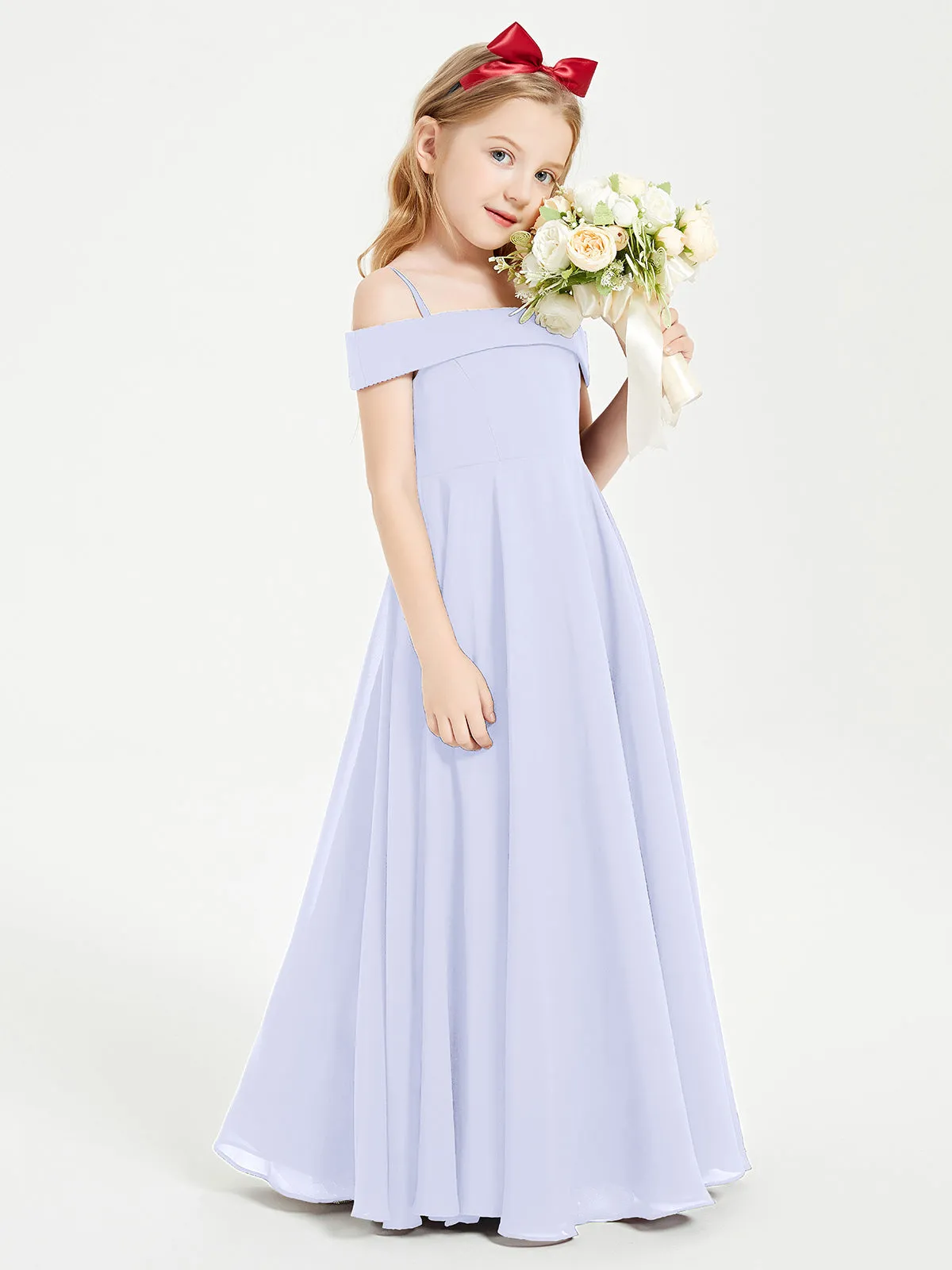 Chic Junior Bridesmaid Dresses Off the Shoulder Lavender