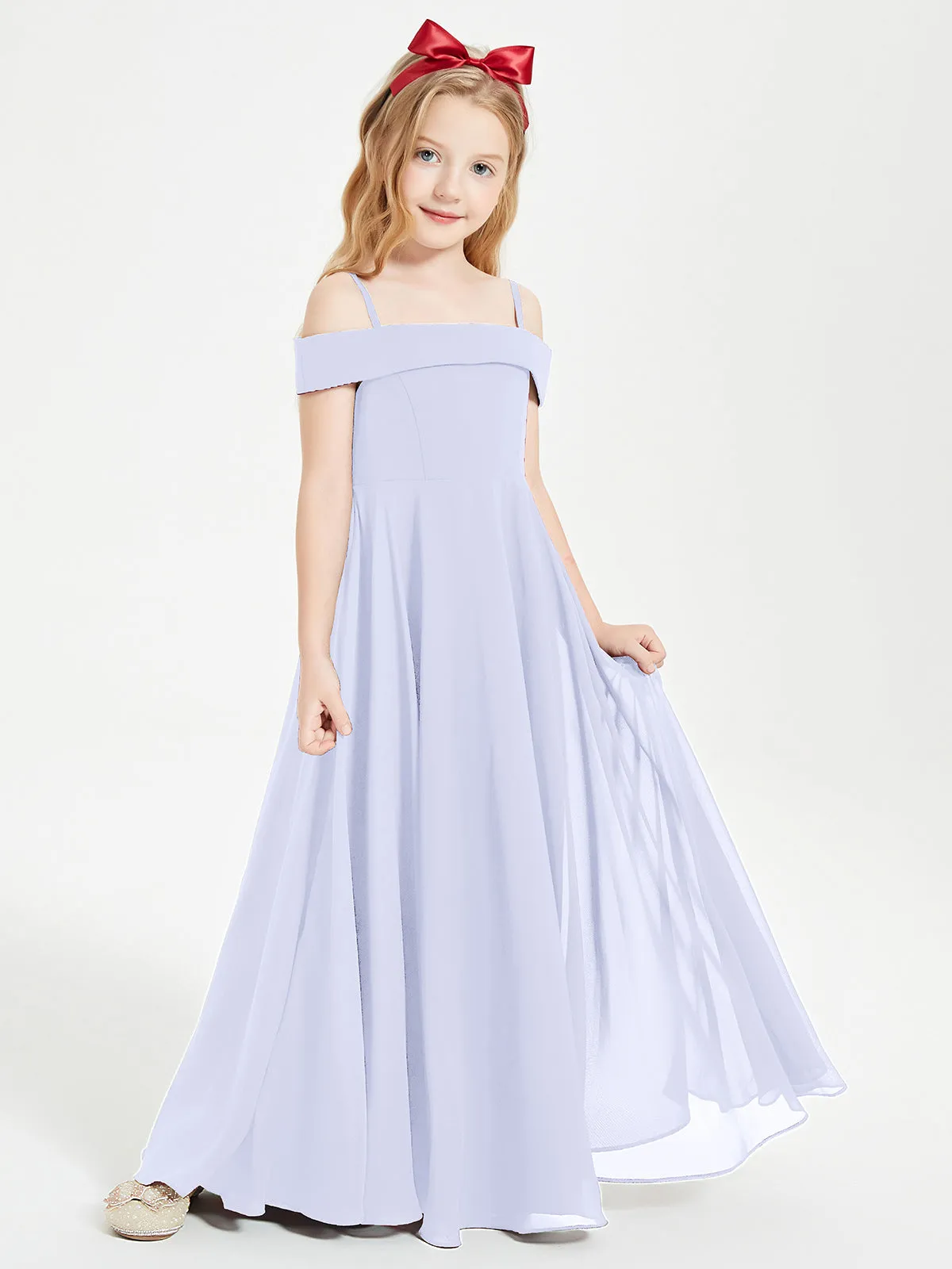 Chic Junior Bridesmaid Dresses Off the Shoulder Lavender