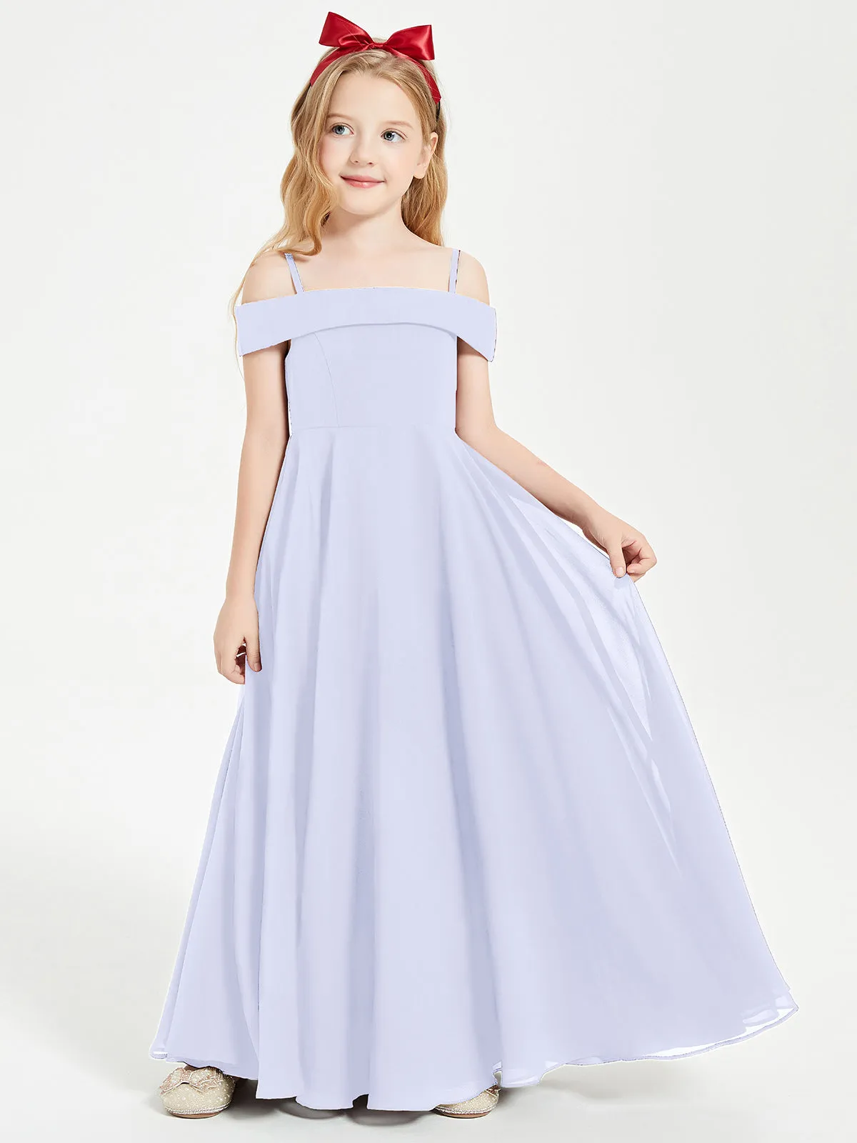 Chic Junior Bridesmaid Dresses Off the Shoulder Lavender