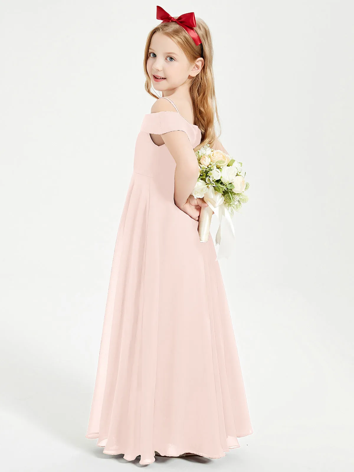 Chic Junior Bridesmaid Dresses Off the Shoulder Pearl Pink