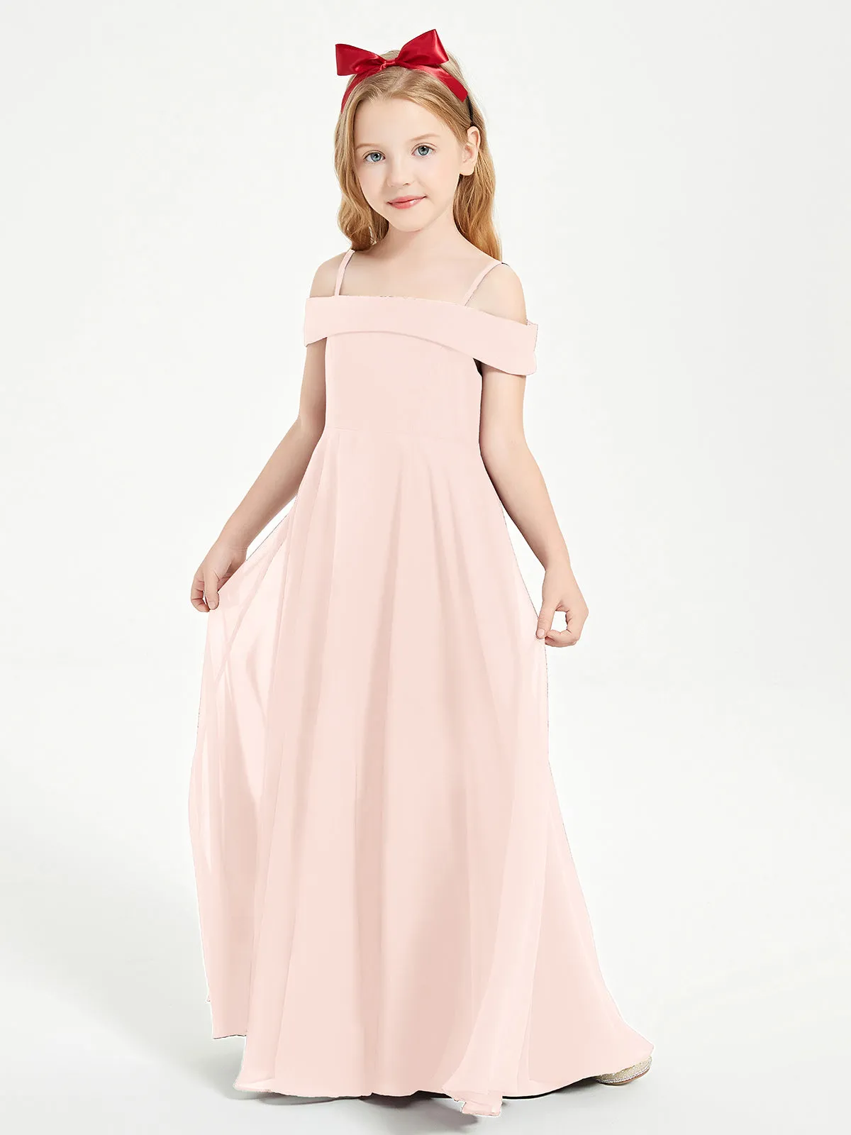 Chic Junior Bridesmaid Dresses Off the Shoulder Pearl Pink