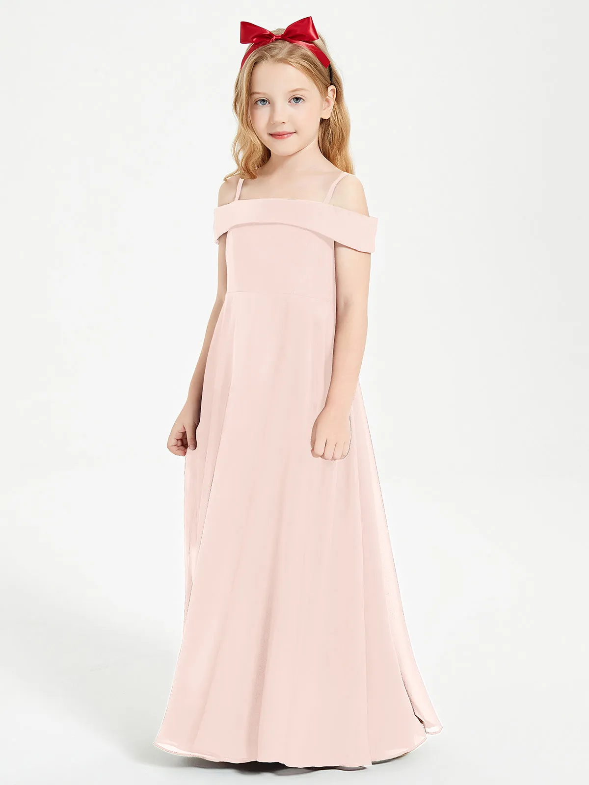 Chic Junior Bridesmaid Dresses Off the Shoulder Pearl Pink