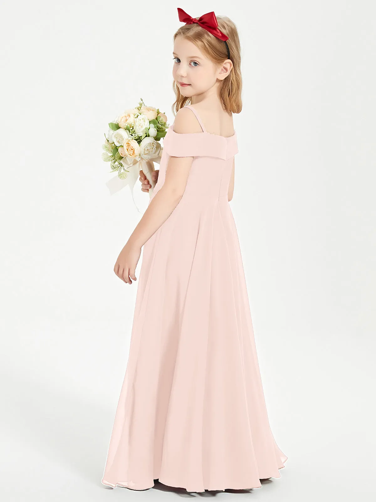 Chic Junior Bridesmaid Dresses Off the Shoulder Pearl Pink