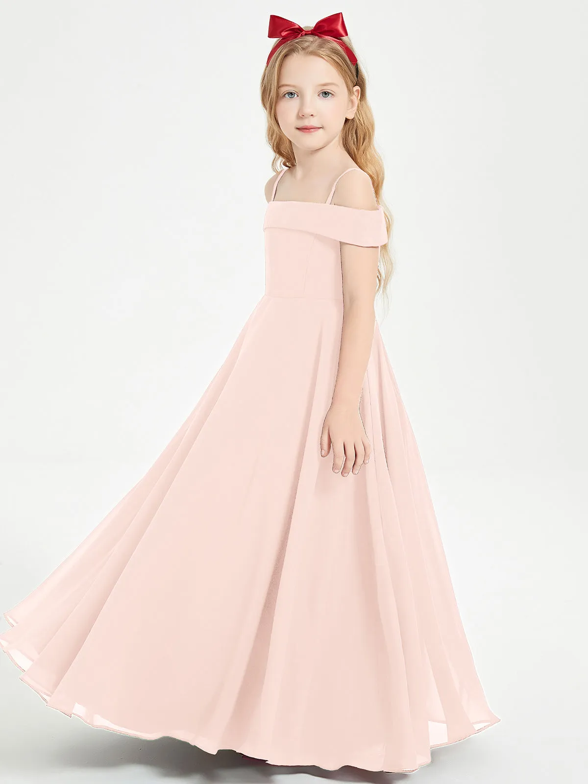 Chic Junior Bridesmaid Dresses Off the Shoulder Pearl Pink