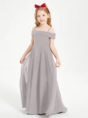 Chic Junior Bridesmaid Dresses Off the Shoulder Silver