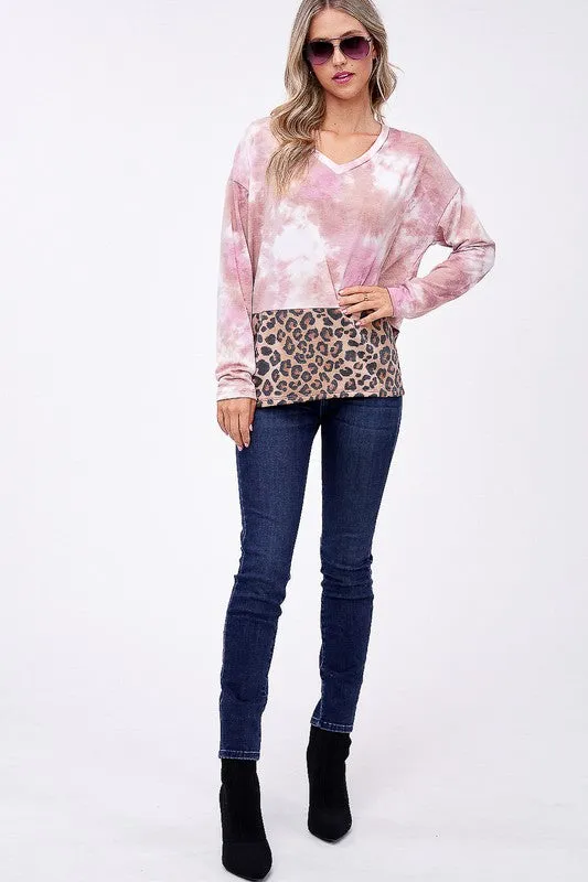 CLOUD TIE DYE CHEETAH MIX BOXY TOP