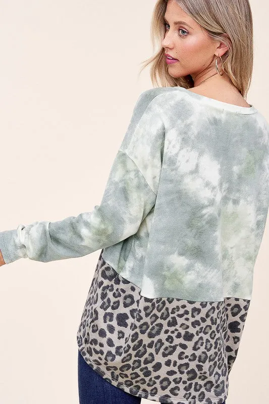 CLOUD TIE DYE CHEETAH MIX BOXY TOP