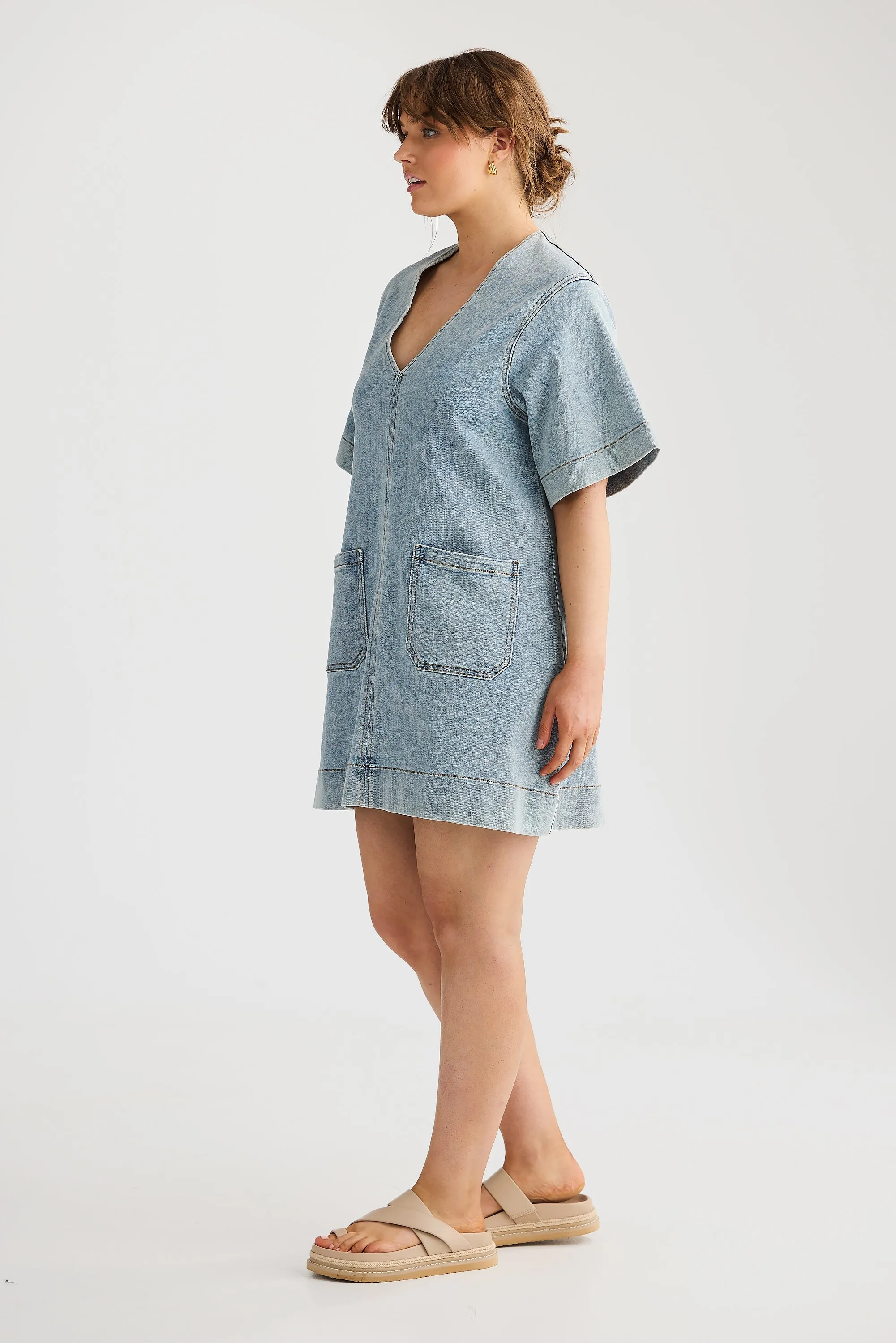 Core Denim Swing Dress - Light Wash