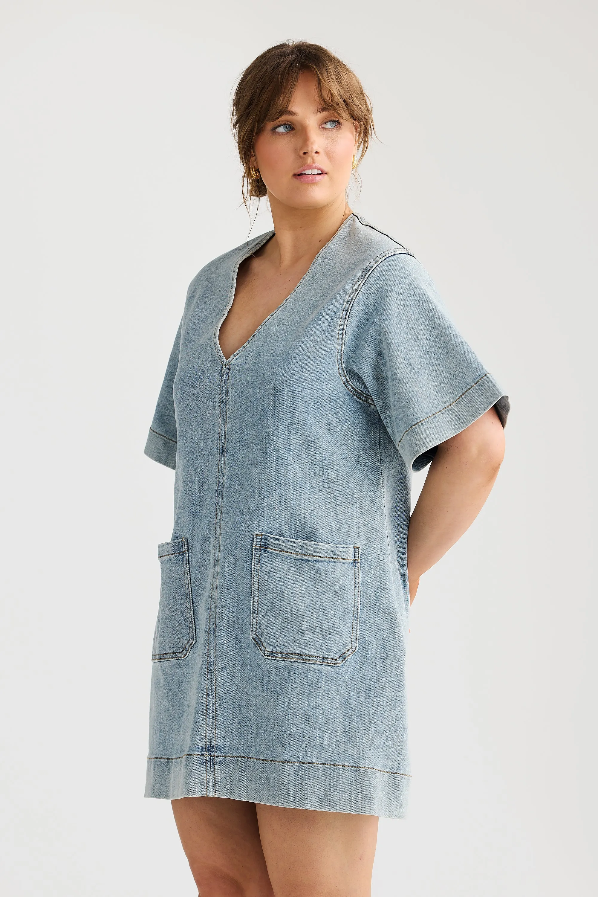 Core Denim Swing Dress - Light Wash