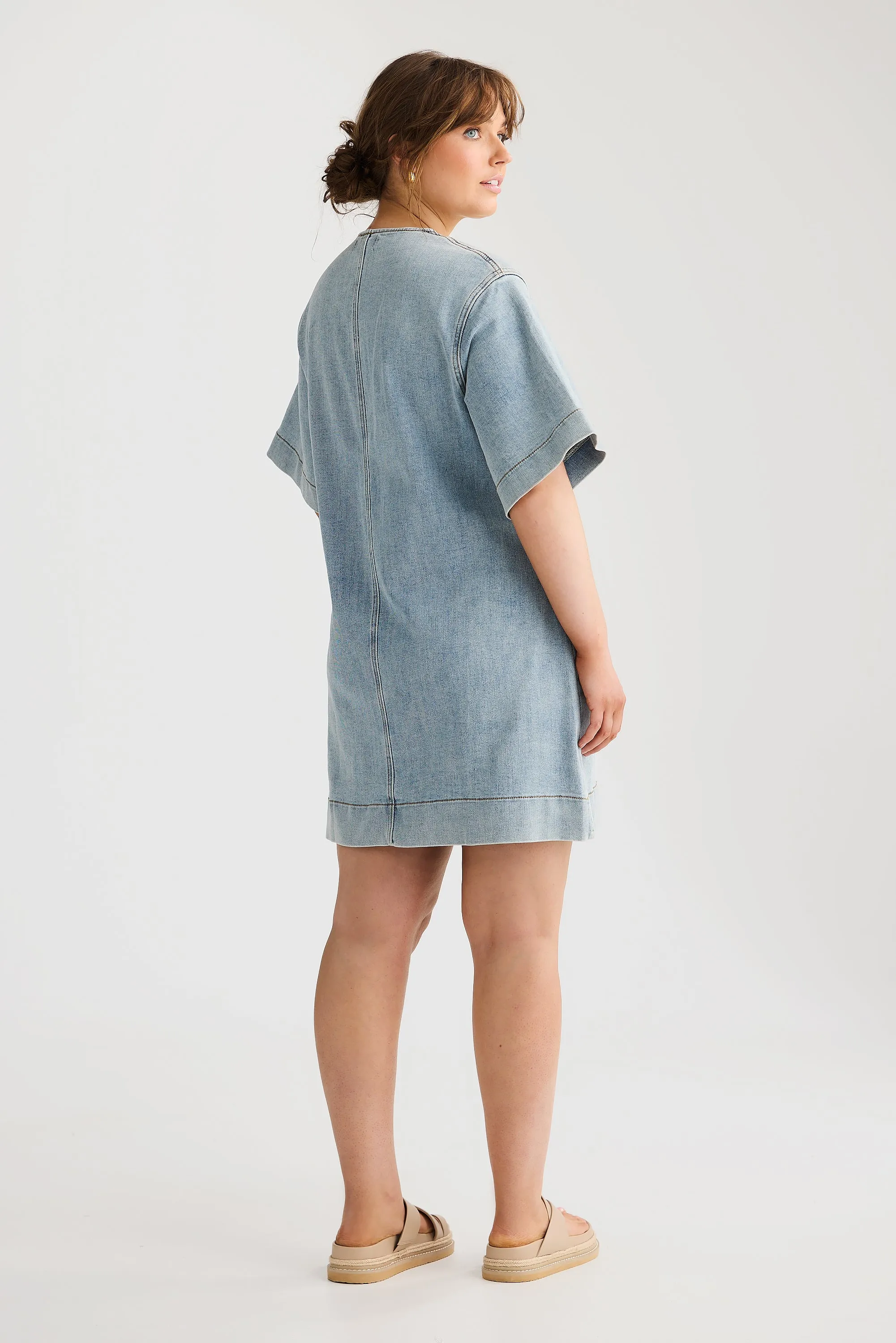 Core Denim Swing Dress - Light Wash