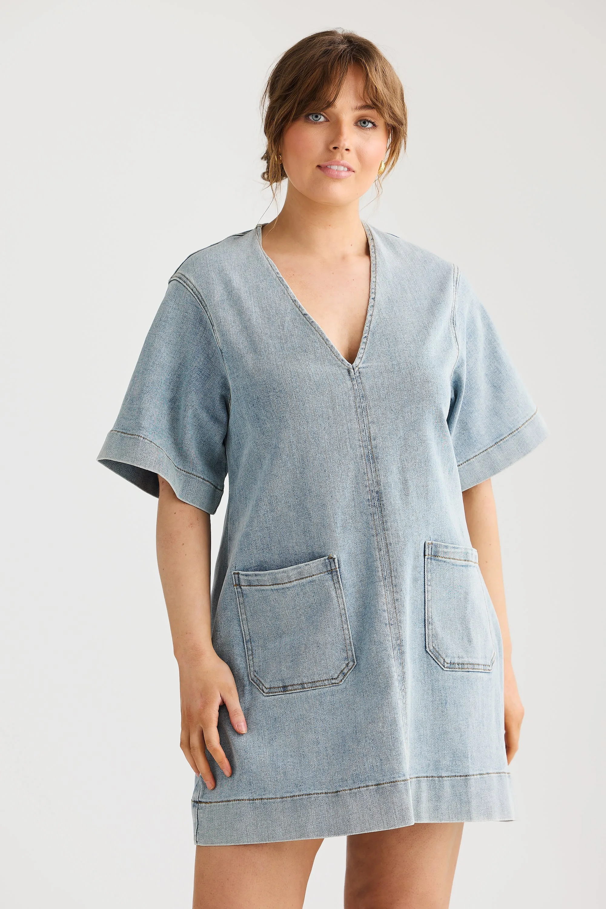 Core Denim Swing Dress - Light Wash