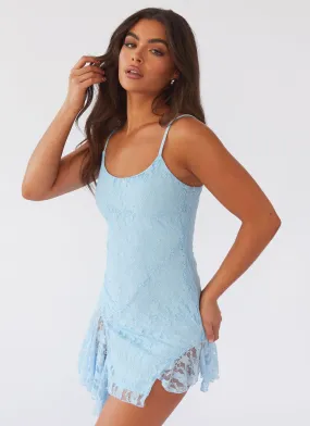 Crave You Lace Mini Dress - Blue Cloud