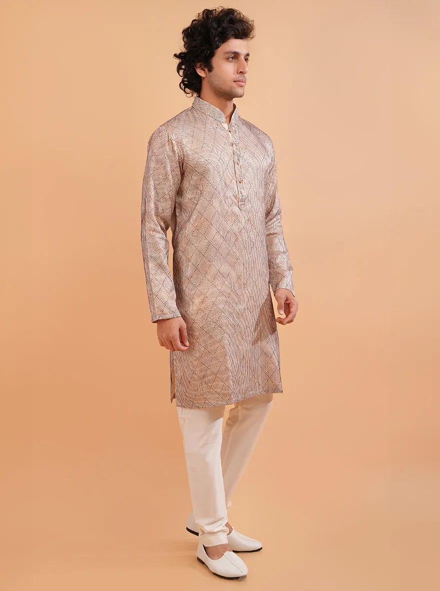 Cream & Brown Kurta Pajama | TULA