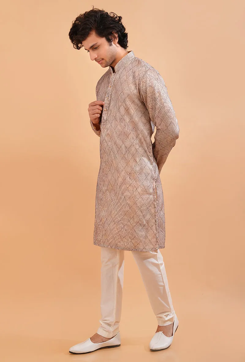 Cream & Brown Kurta Pajama | TULA