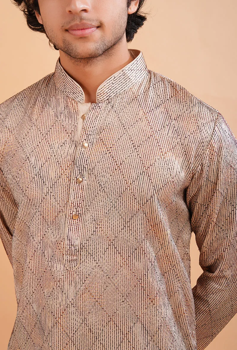 Cream & Brown Kurta Pajama | TULA